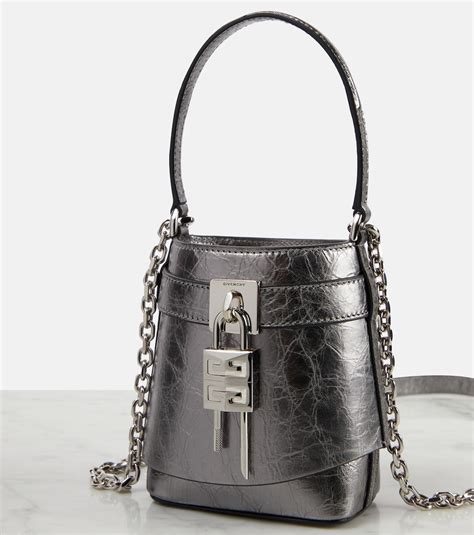 borsa shark givenchy|Shark Lock Micro metallic leather bucket bag in silver.